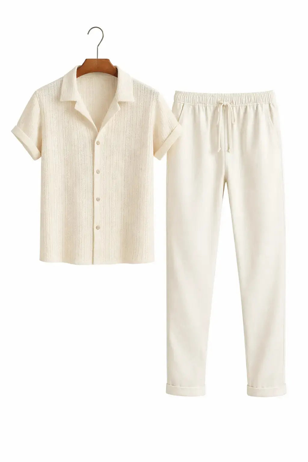 Back view of Beige Suva - Short-Sleeved Set