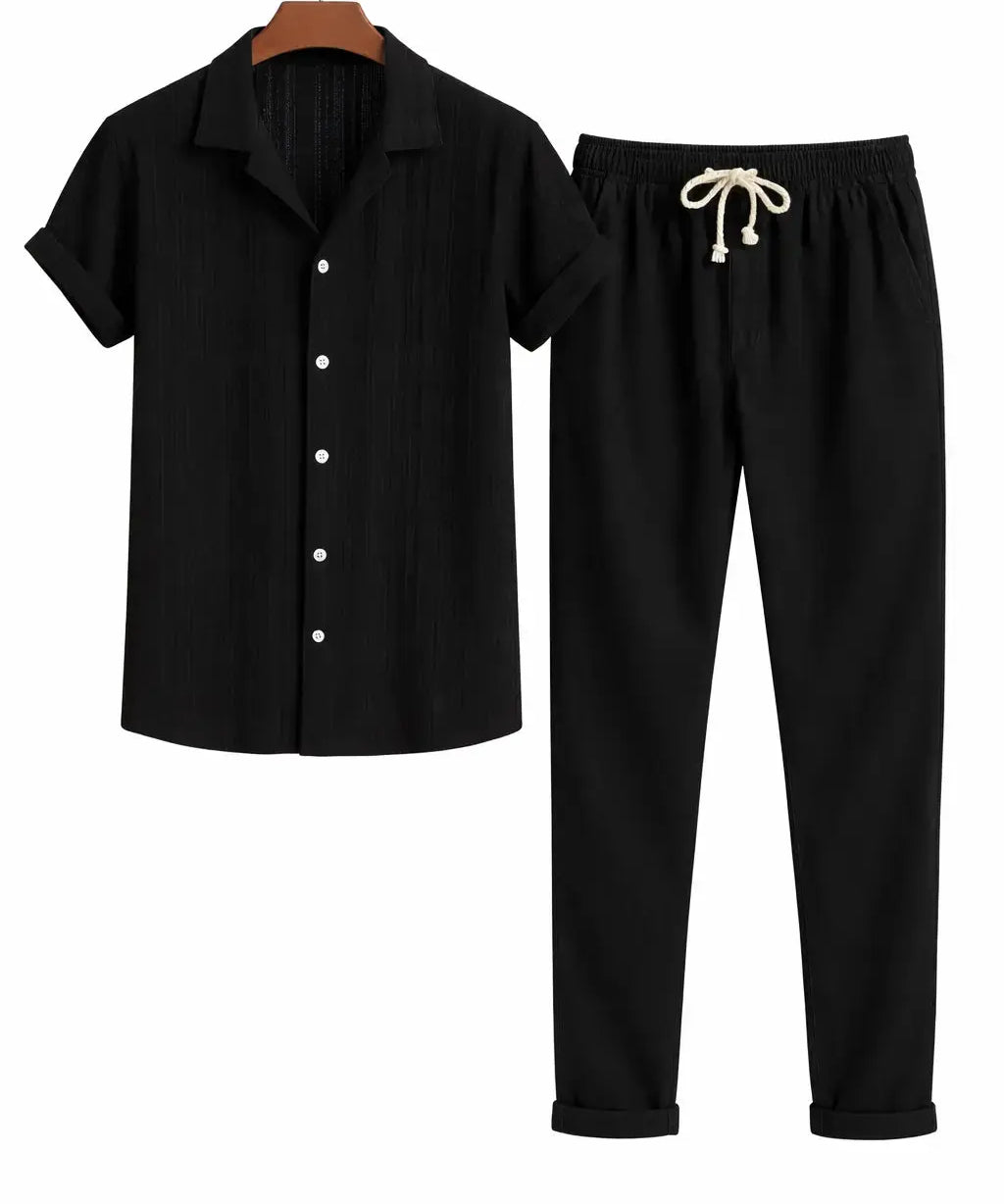 Back view of Black Suva - Short-Sleeved Set