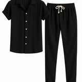 Back view of Black Suva - Short-Sleeved Set