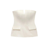 Front view of Beige Tailored Suit Top