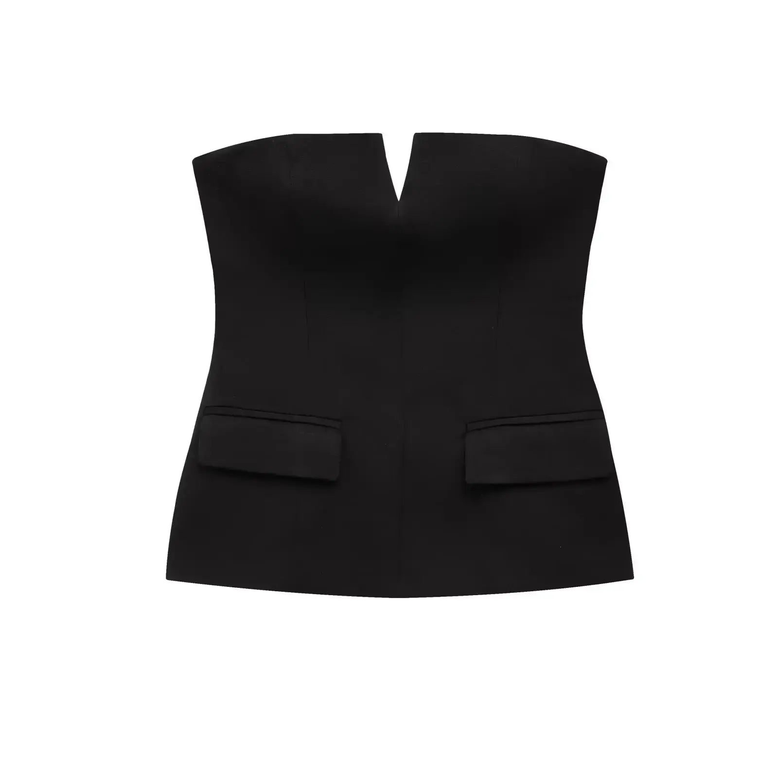 Front view of Black Tailored Suit Top