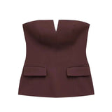 Front view of Brown Tailored Suit Top