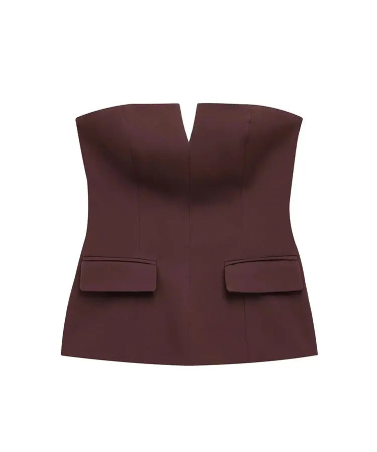 Front view of Brown Tailored Suit Top