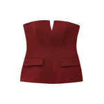 Front view of Burgundy Tailored Suit Top