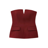 Front view of Burgundy Tailored Suit Top