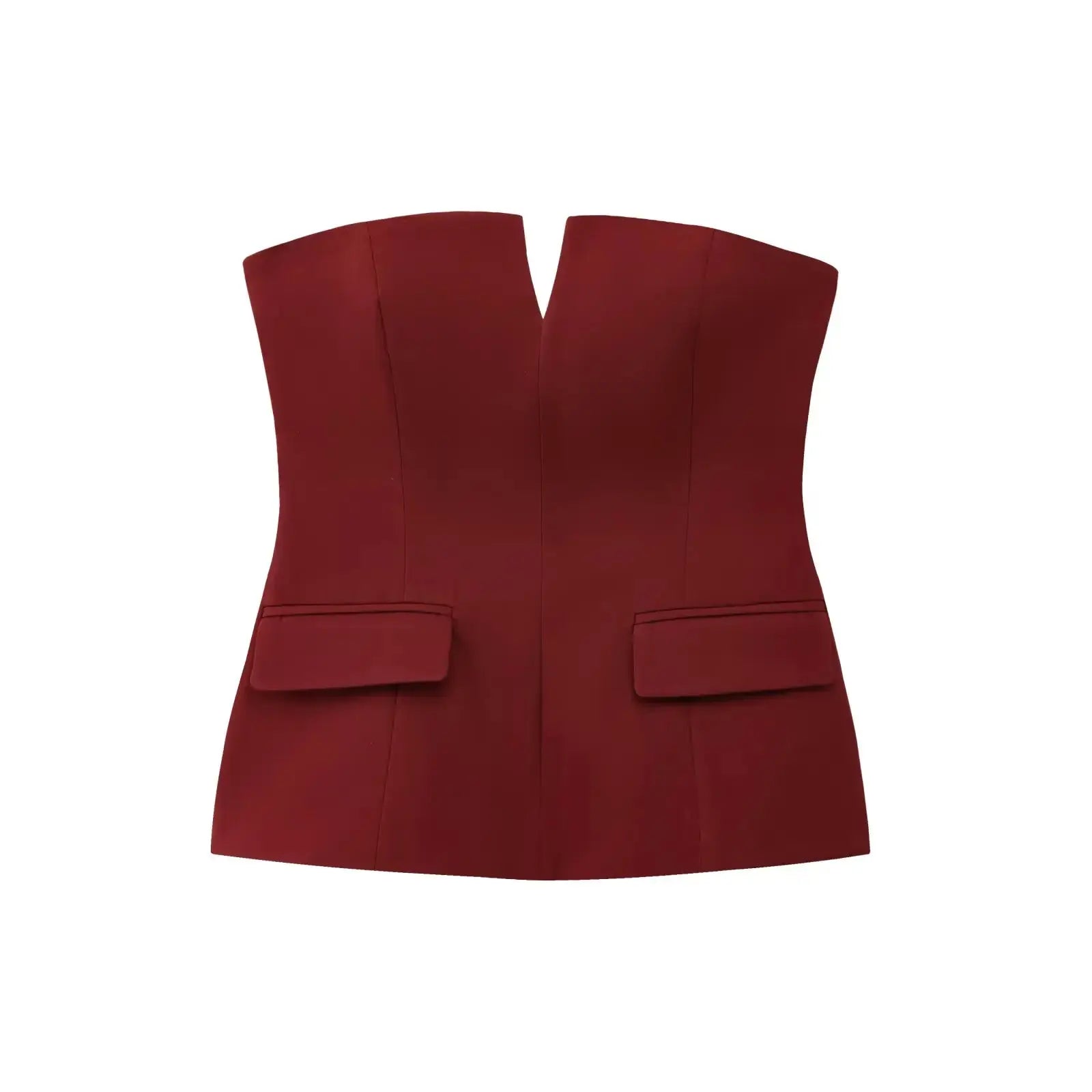 Front view of Burgundy Tailored Suit Top