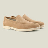 Close-up detail of THE CAPRICE SUEDE LOAFERS, seam detail