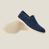 THE CAPRICE SUEDE LOAFERS shown in a lifestyle setting, alternate view