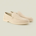 Side view of Beige THE CAPRICE SUEDE LOAFERS