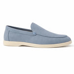 Side view of Blue THE CAPRICE SUEDE LOAFERS