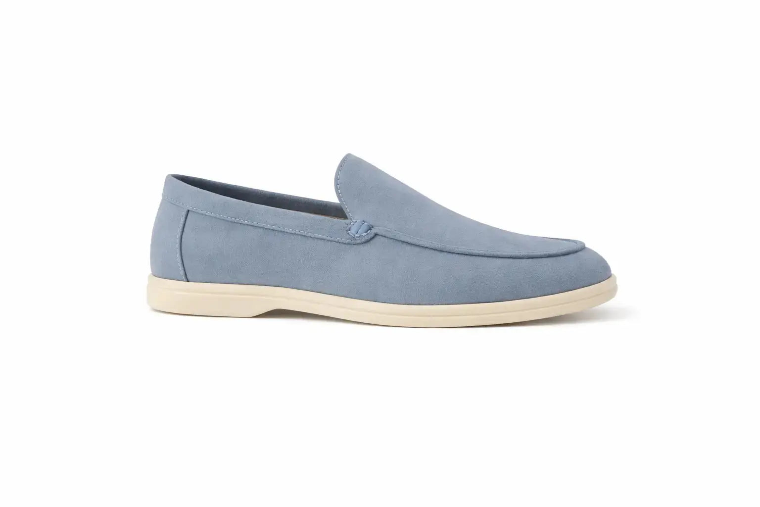 Side view of Blue THE CAPRICE SUEDE LOAFERS