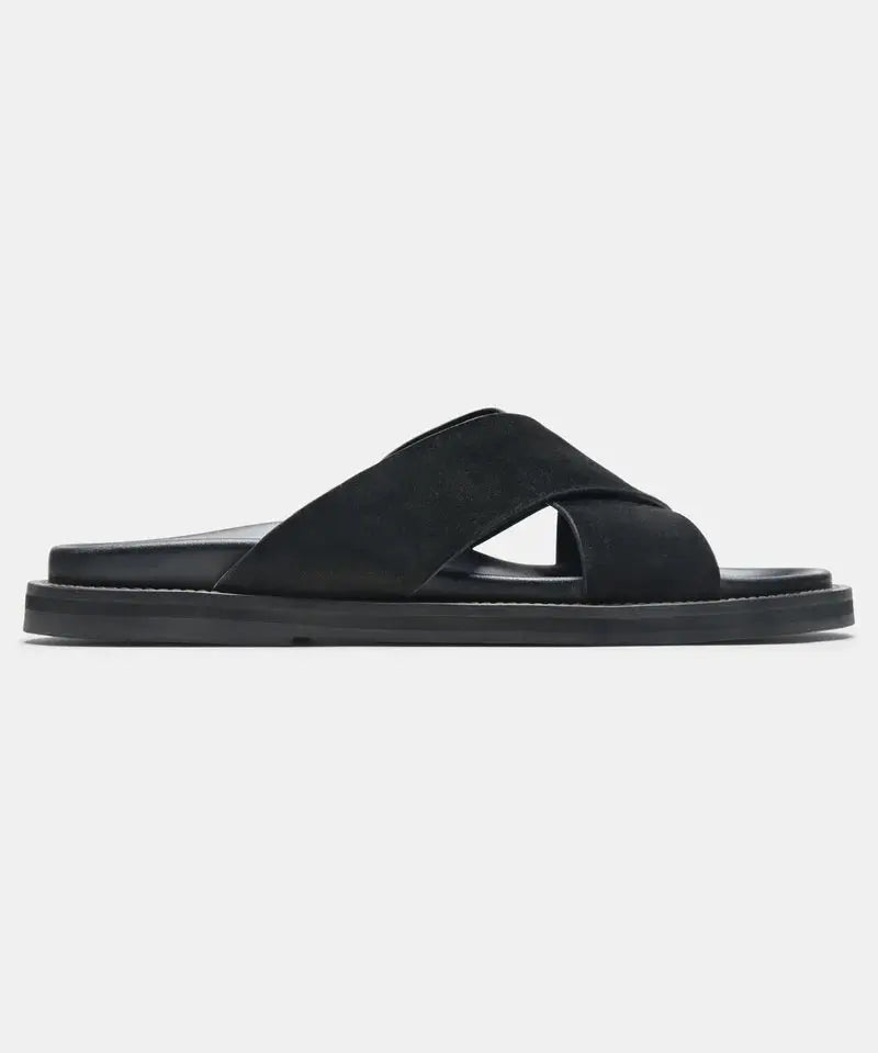 Side view of Black THE Monaco STEFANO SANDALS
