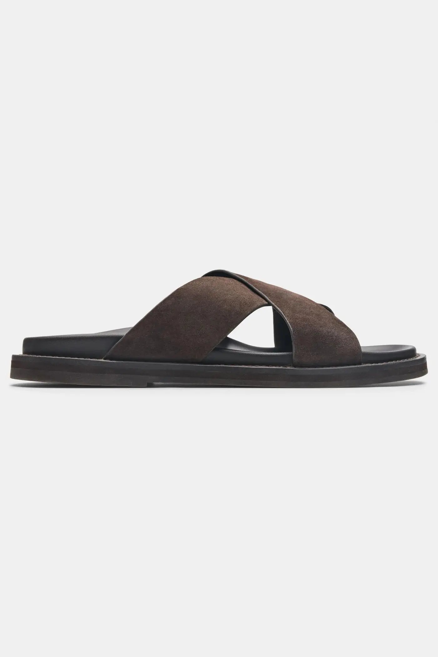 Side view of Dark Brown THE Monaco STEFANO SANDALS