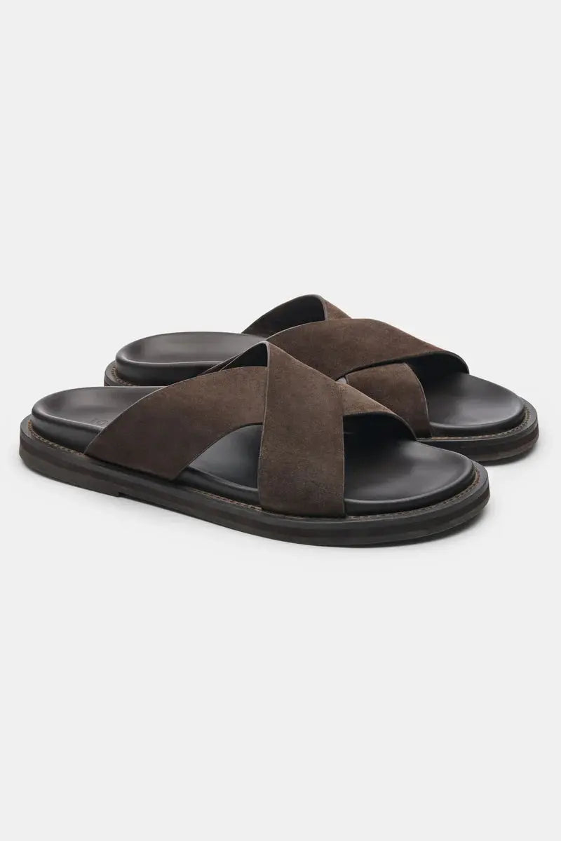 Three-quarter view of THE Monaco STEFANO SANDALS, alternate angle