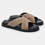 Three-quarter view of THE Monaco STEFANO SANDALS, opposite angle