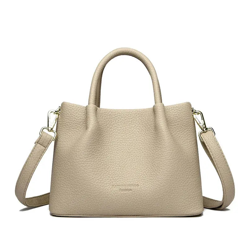 Front view of Beige The Valmont Bag