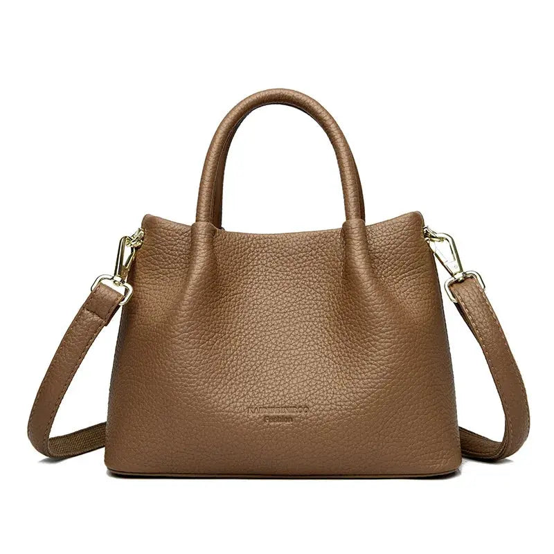 Front view of Latte The Valmont Bag