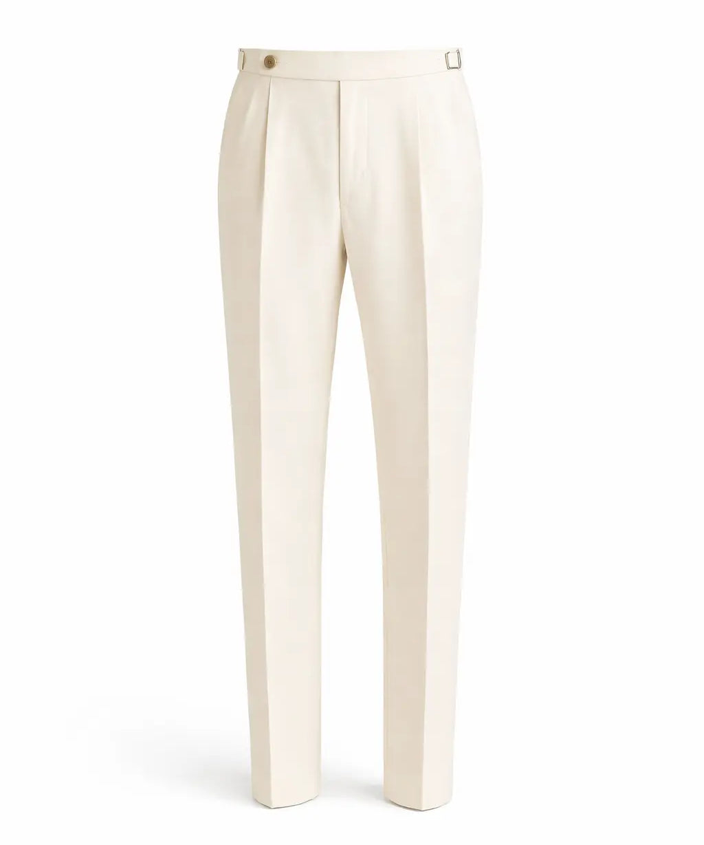 Front view of Beige Signature pants