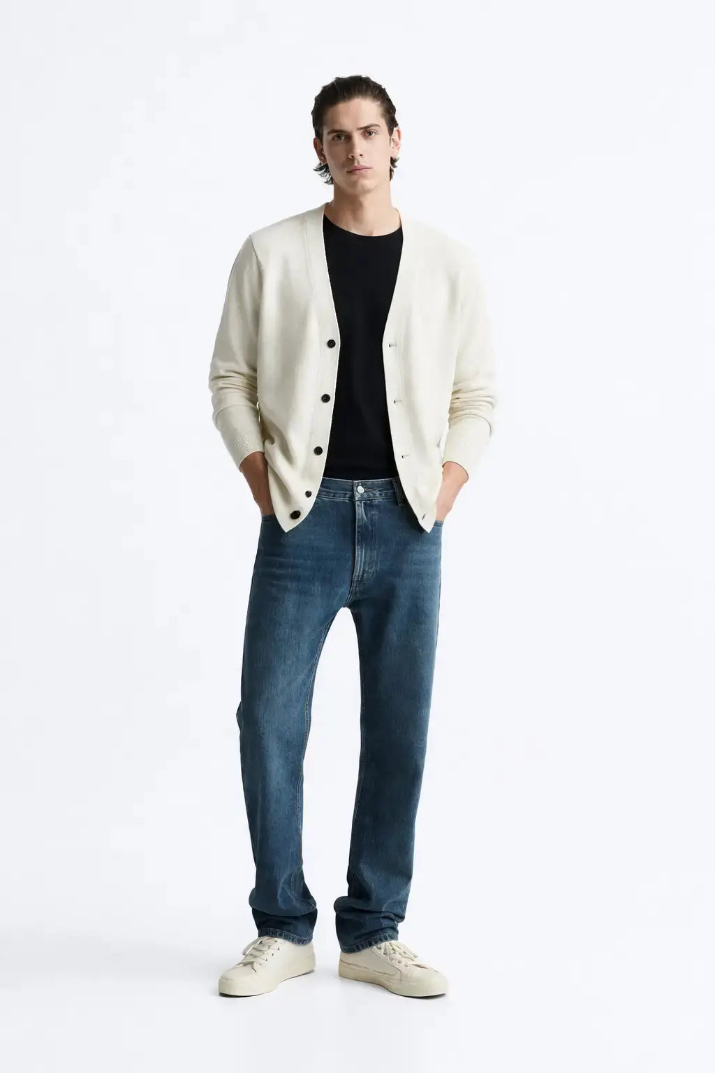 Thornwell Cardigan shown in a lifestyle setting, alternate view