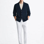Thornwell Cardigan shown in a lifestyle setting, cropped view