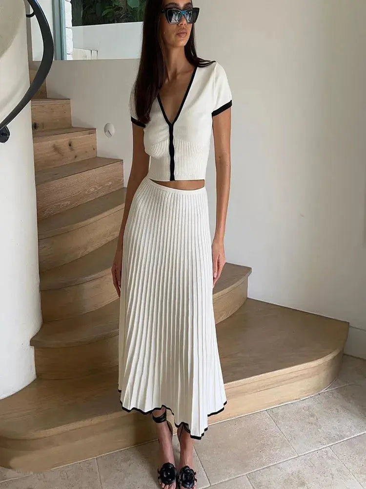 Top & Long Skirt Set shown in a lifestyle setting, alternate view