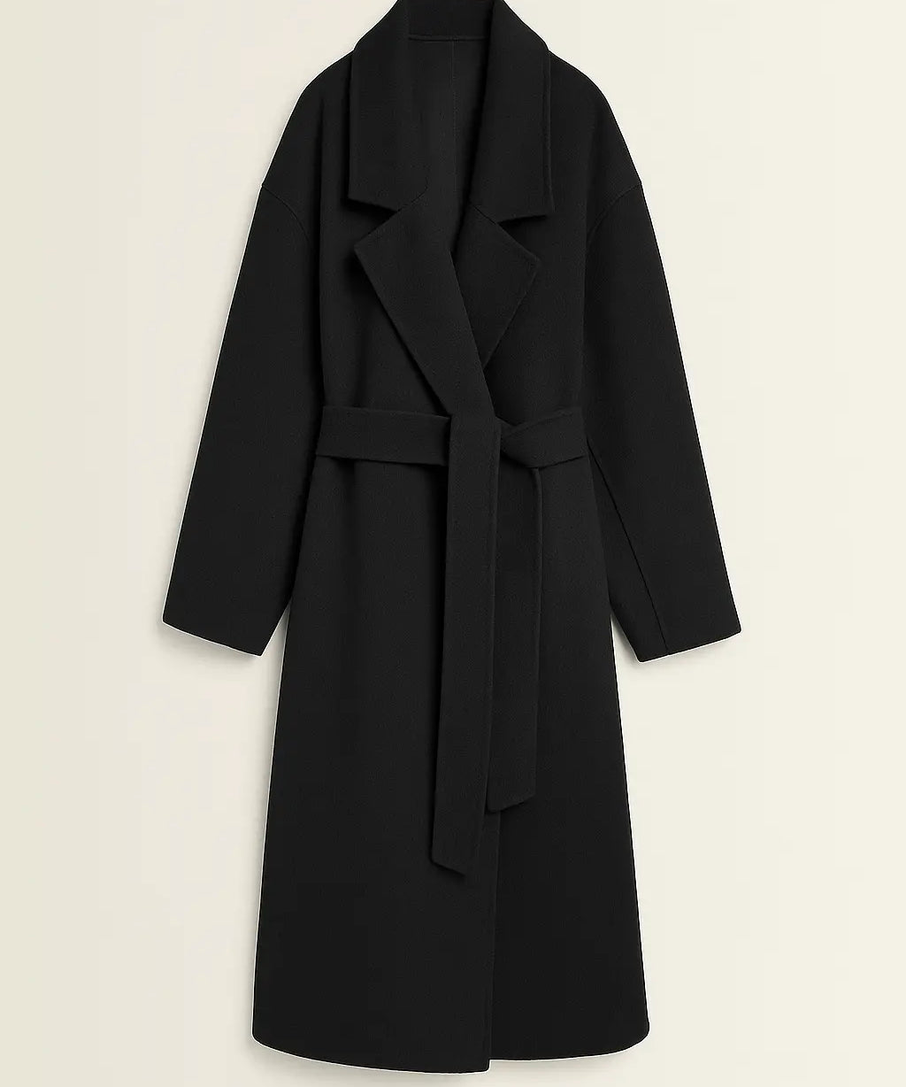 Front view of Black Velour Muse Coat