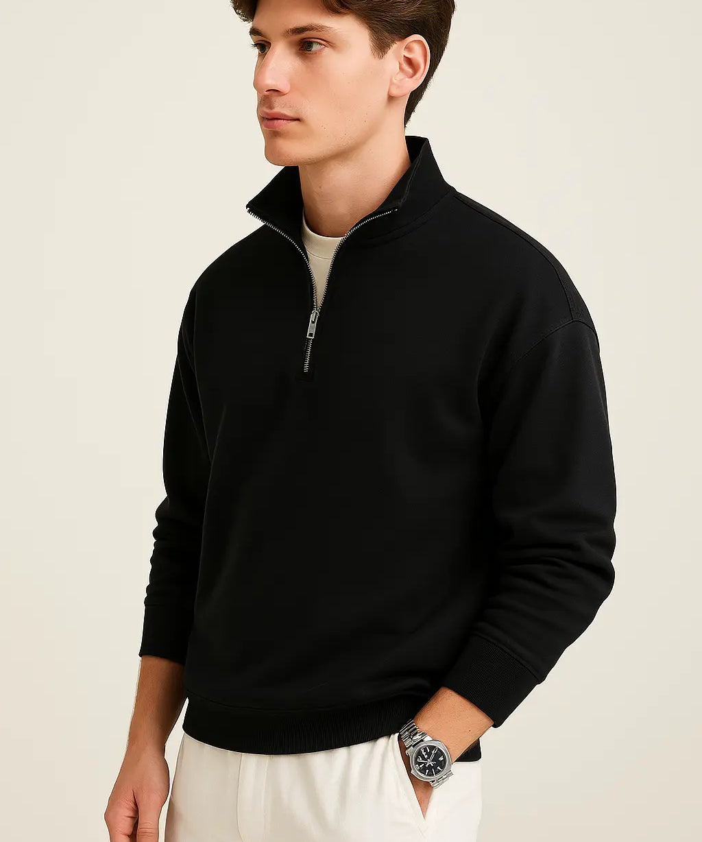 Vintage Half-Zip Collar shown in a lifestyle setting, alternate view