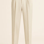 Front view of Beige Vintage High-Waisted Slim Pants