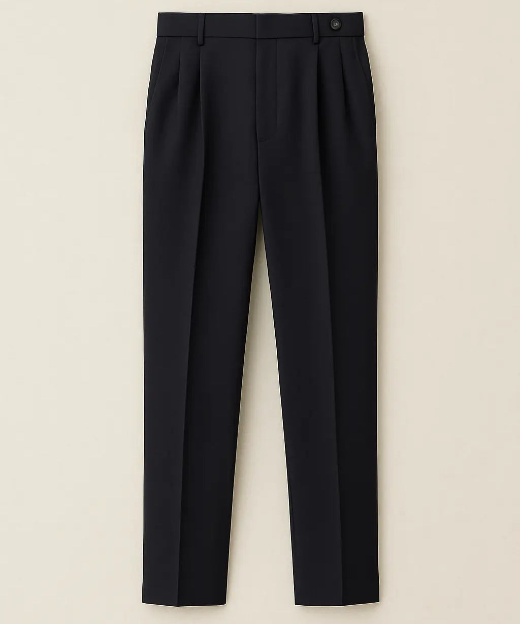 Front view of Black Vintage High-Waisted Slim Pants