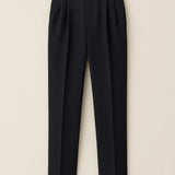 Front view of Black Vintage High-Waisted Slim Pants