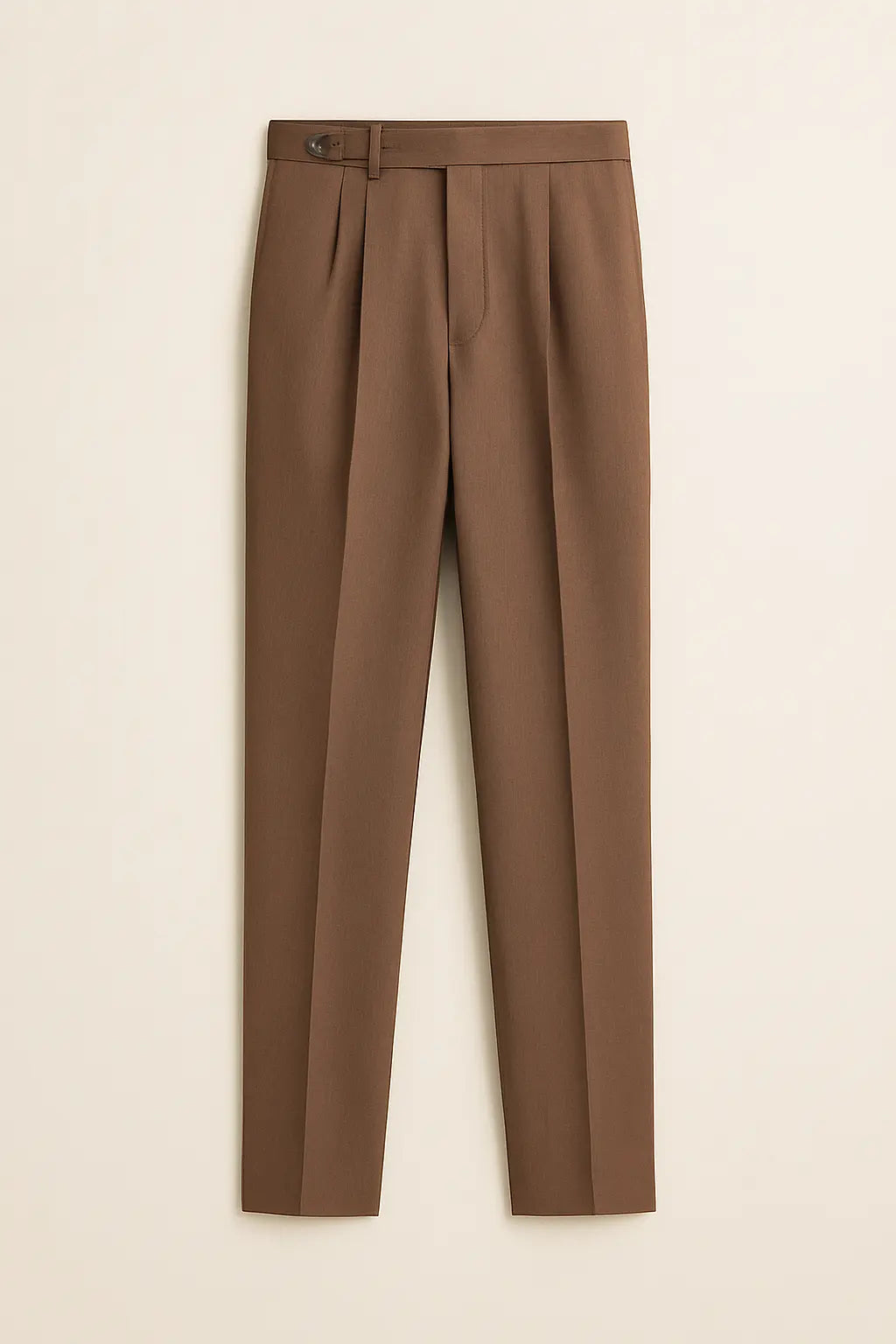 Front view of Brown Vintage High-Waisted Slim Pants