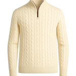 Front view of Creme Vintage Turtleneck Sweater