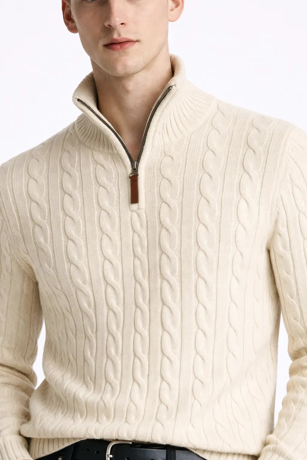 Vintage Turtleneck Sweater shown in a lifestyle setting, cropped view