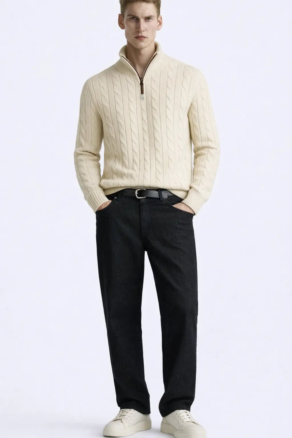 Vintage Turtleneck Sweater shown in a lifestyle setting, full length view