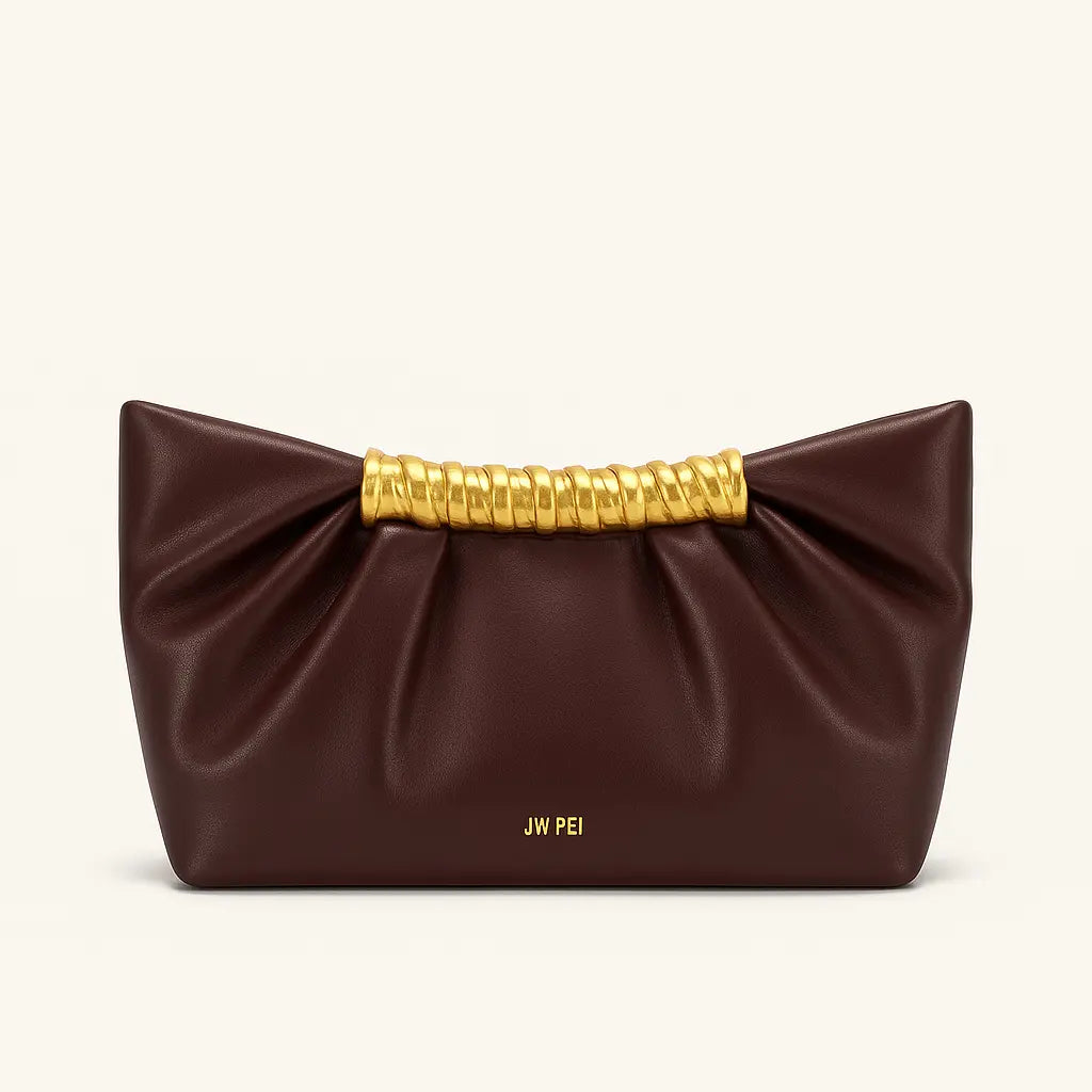 Front view of Burgundy Willow Clutch