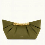Front view of Olive Green Willow Clutch