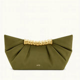Front view of Olive Green Willow Clutch