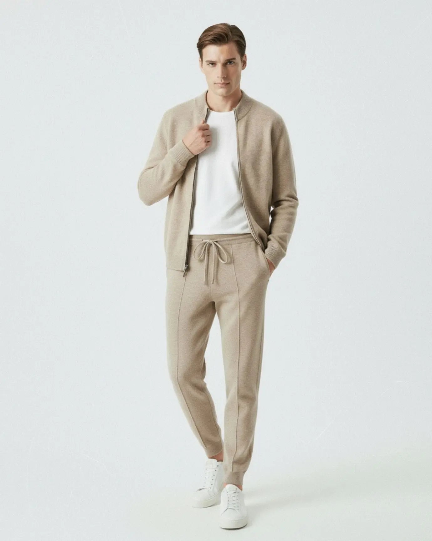 Wool & Cashmere Set Jacket & Pants Smart Casual shown in a lifestyle setting, alternate view