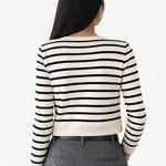 Back view of Yacht Striped Cardigan