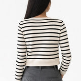 Back view of Yacht Striped Cardigan