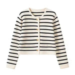Front view of Black Yacht Striped Cardigan