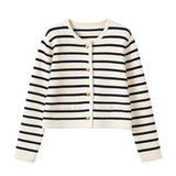 Front view of Black Yacht Striped Cardigan