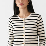 Yacht Striped Cardigan shown in a lifestyle setting
