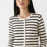 Yacht Striped Cardigan shown in a lifestyle setting